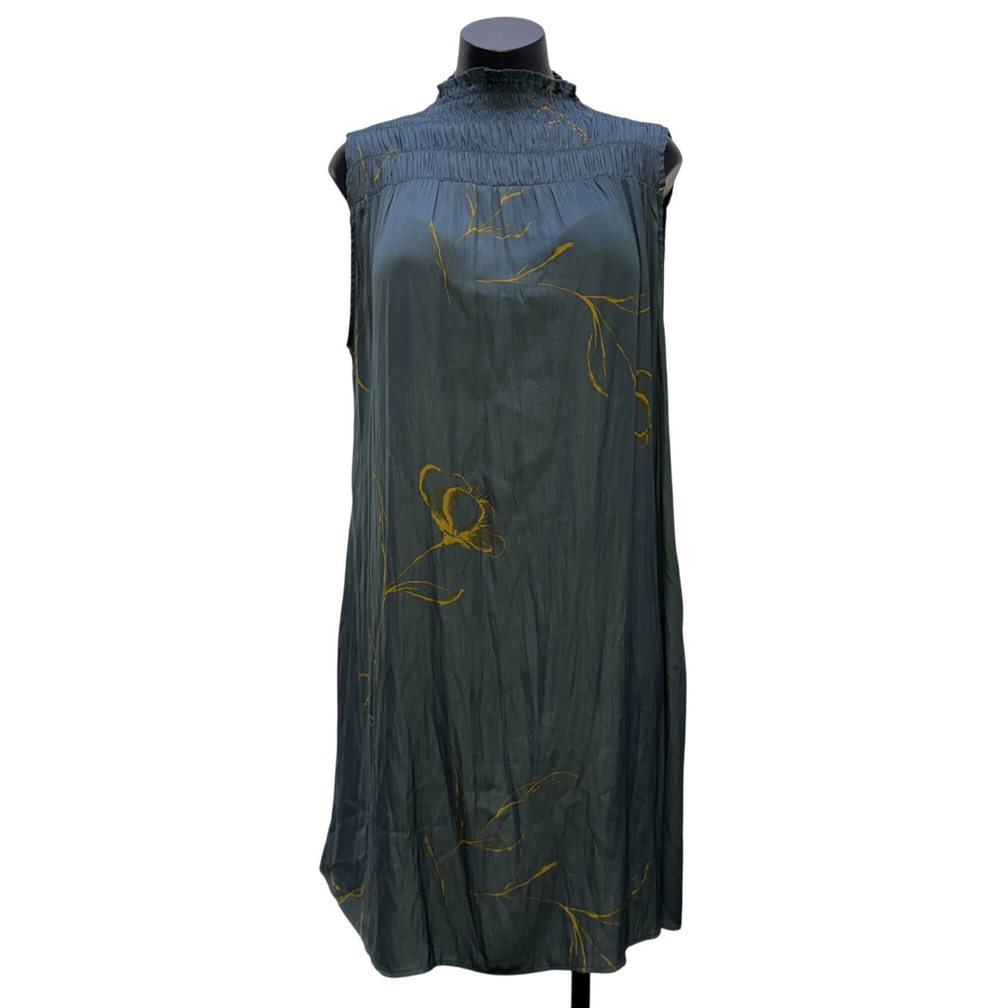 Grade & Gather Blue Floral Sleeveless Smocked Midi Dress Size L