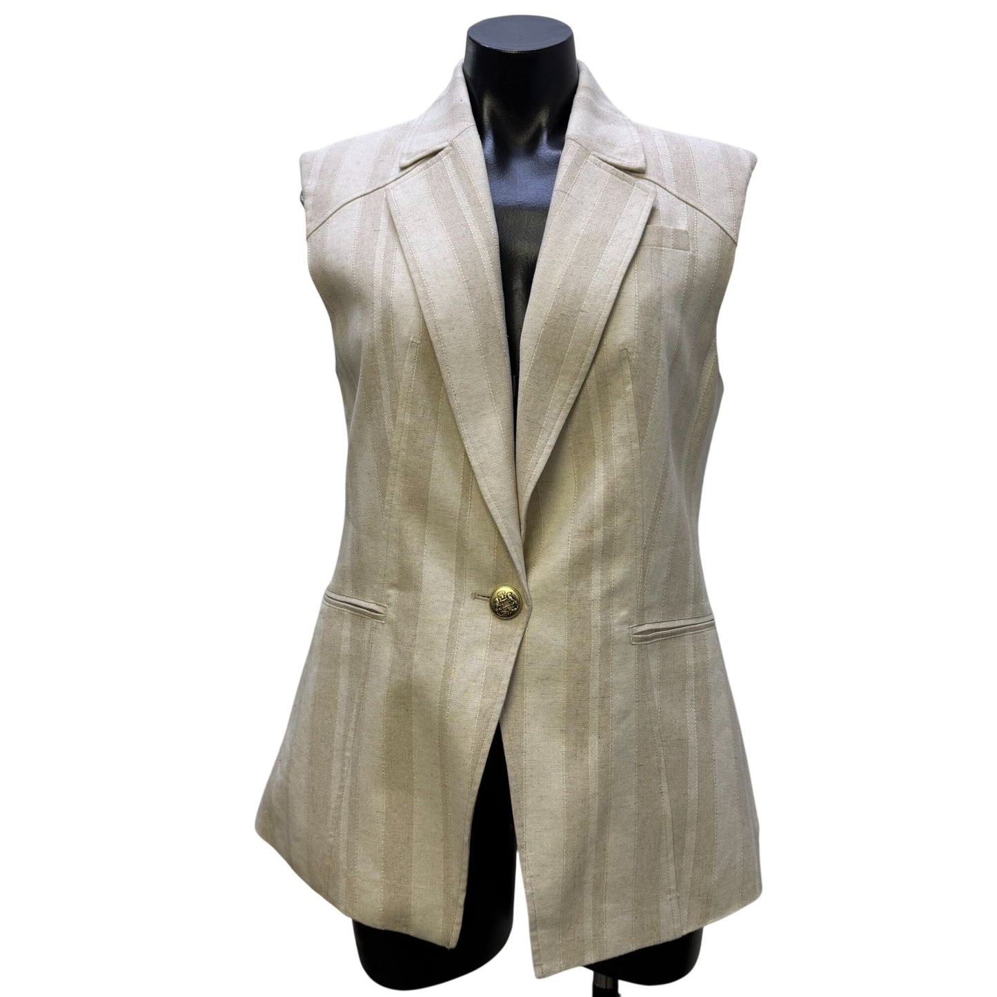 NWT Love Token Cheryl Khaki Cream Vest M