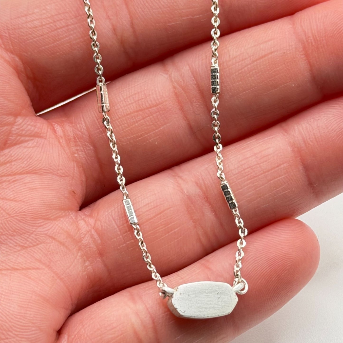 Kendra Scott Fern Pendant Necklace In Silver Tone With Adjustable Chain