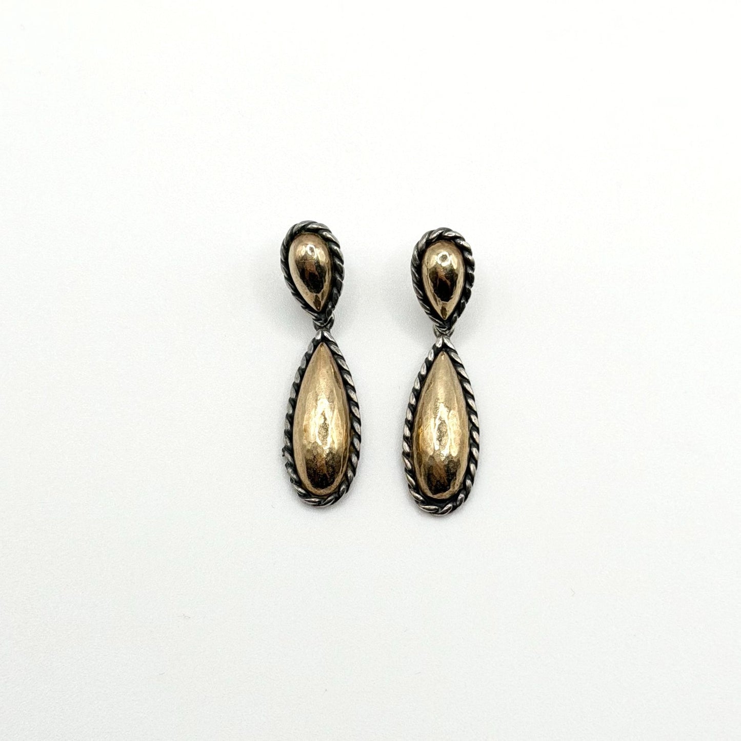 Retired James Avery 925/585 Sterling Silver & 14K Gold Dangle Earrings