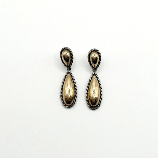 Retired James Avery 925/585 Sterling Silver & 14K Gold Dangle Earrings
