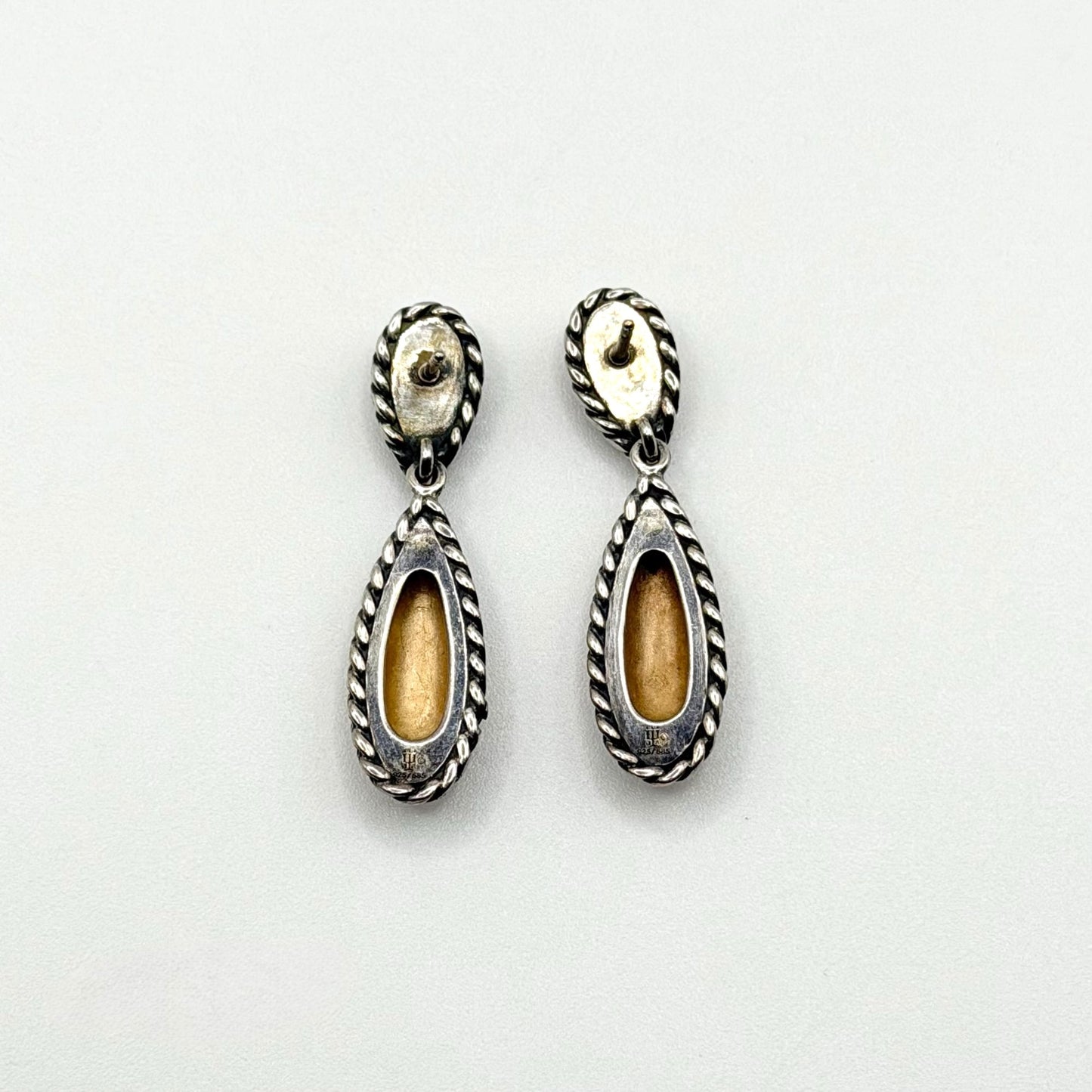 Retired James Avery 925/585 Sterling Silver & 14K Gold Dangle Earrings