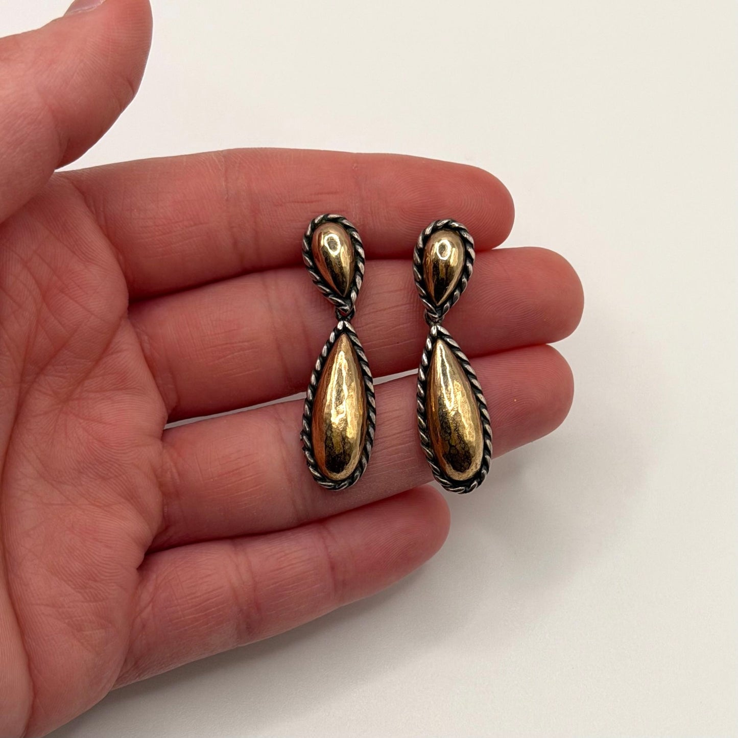 Retired James Avery 925/585 Sterling Silver & 14K Gold Dangle Earrings