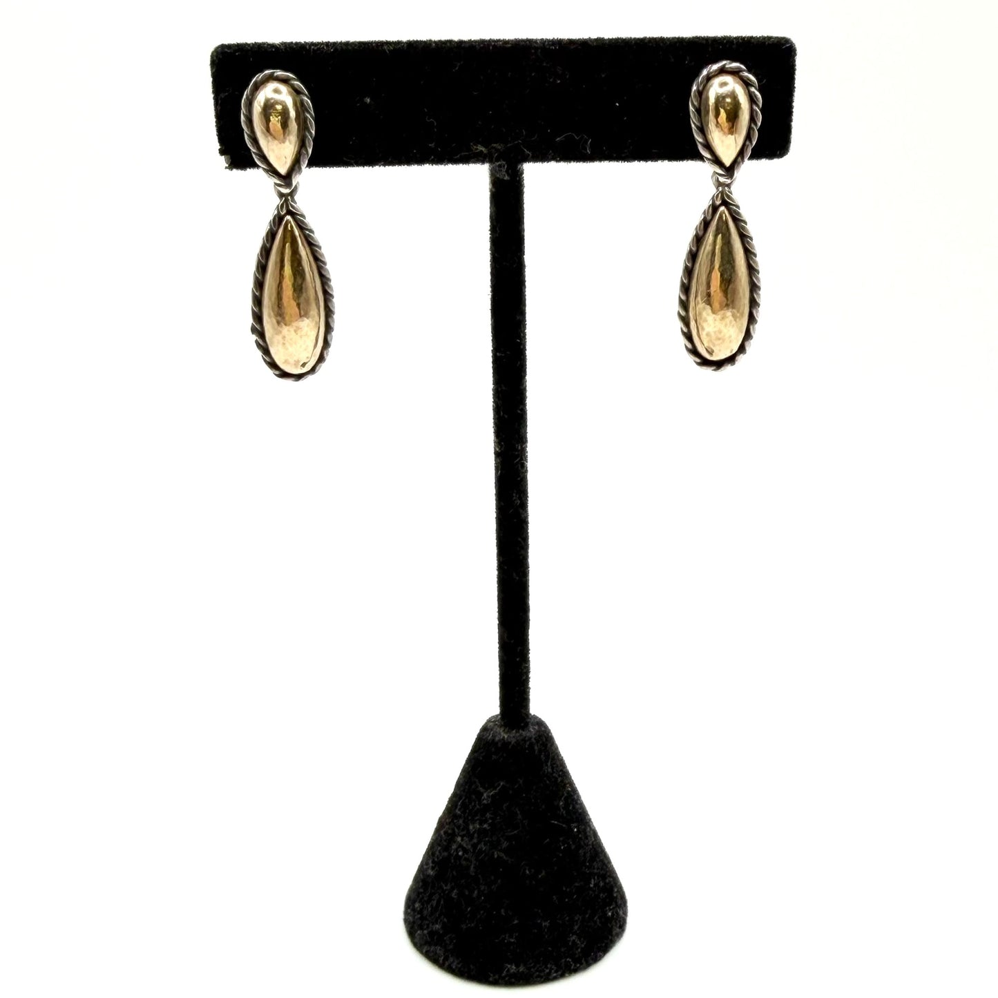 Retired James Avery 925/585 Sterling Silver & 14K Gold Dangle Earrings