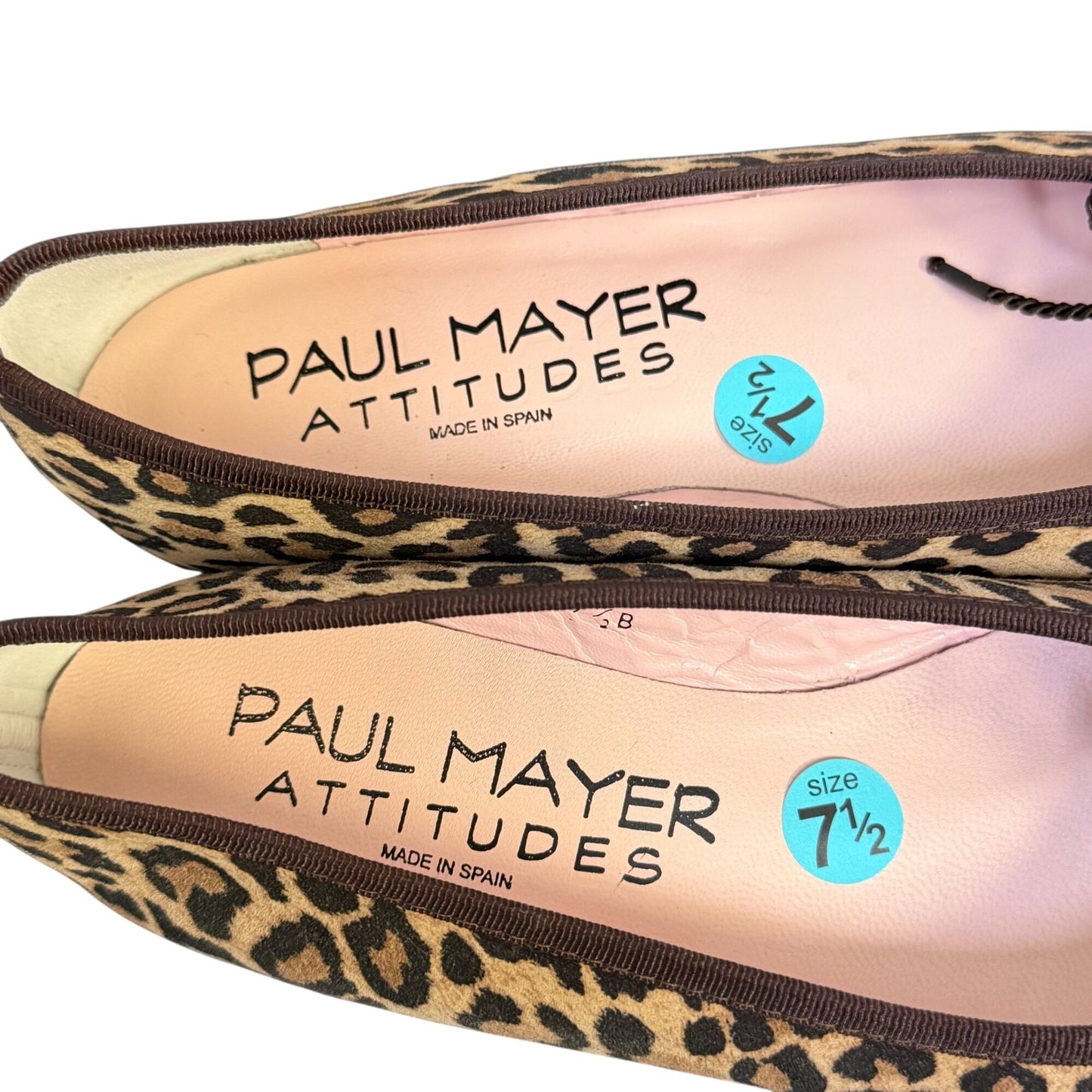Paul Mayer Leopard Print Ballet Flats With Gold Toe Cap Size 7.5