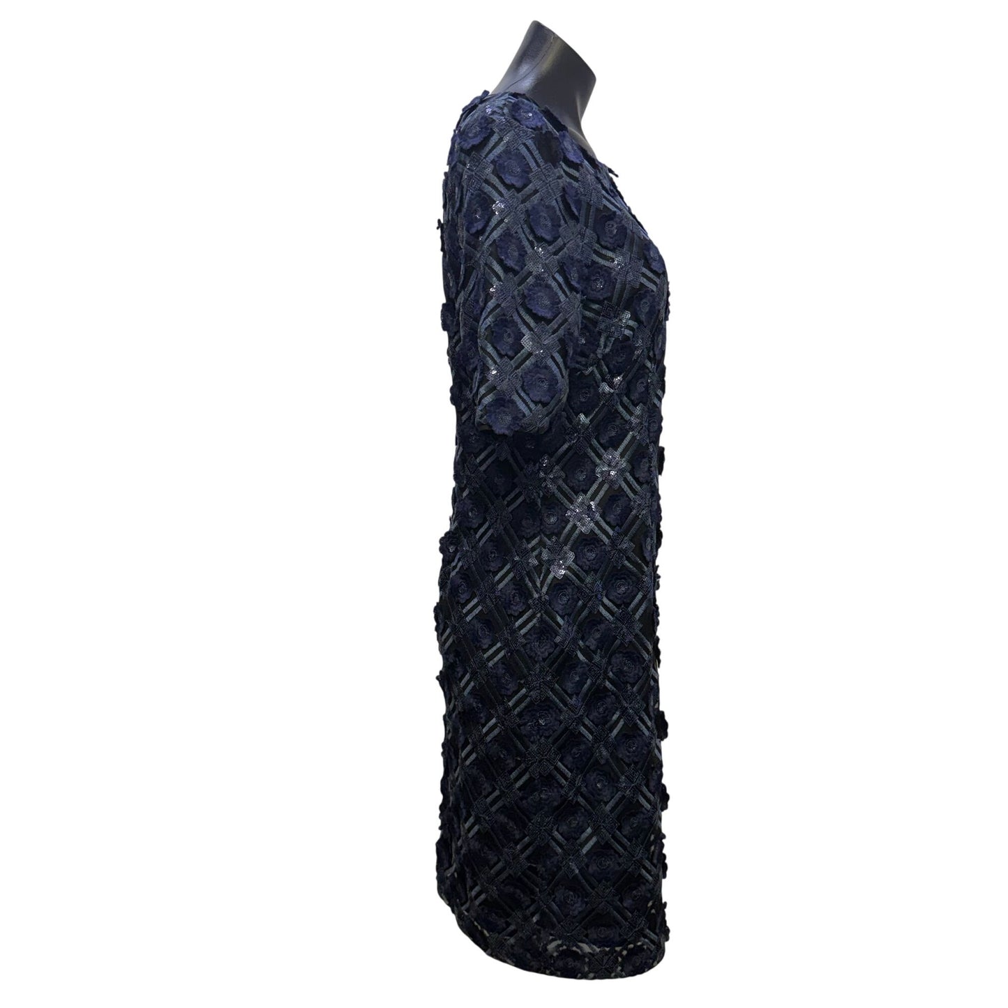 Badgley Mischka Belle Blue & Black Floral Dress Size 8