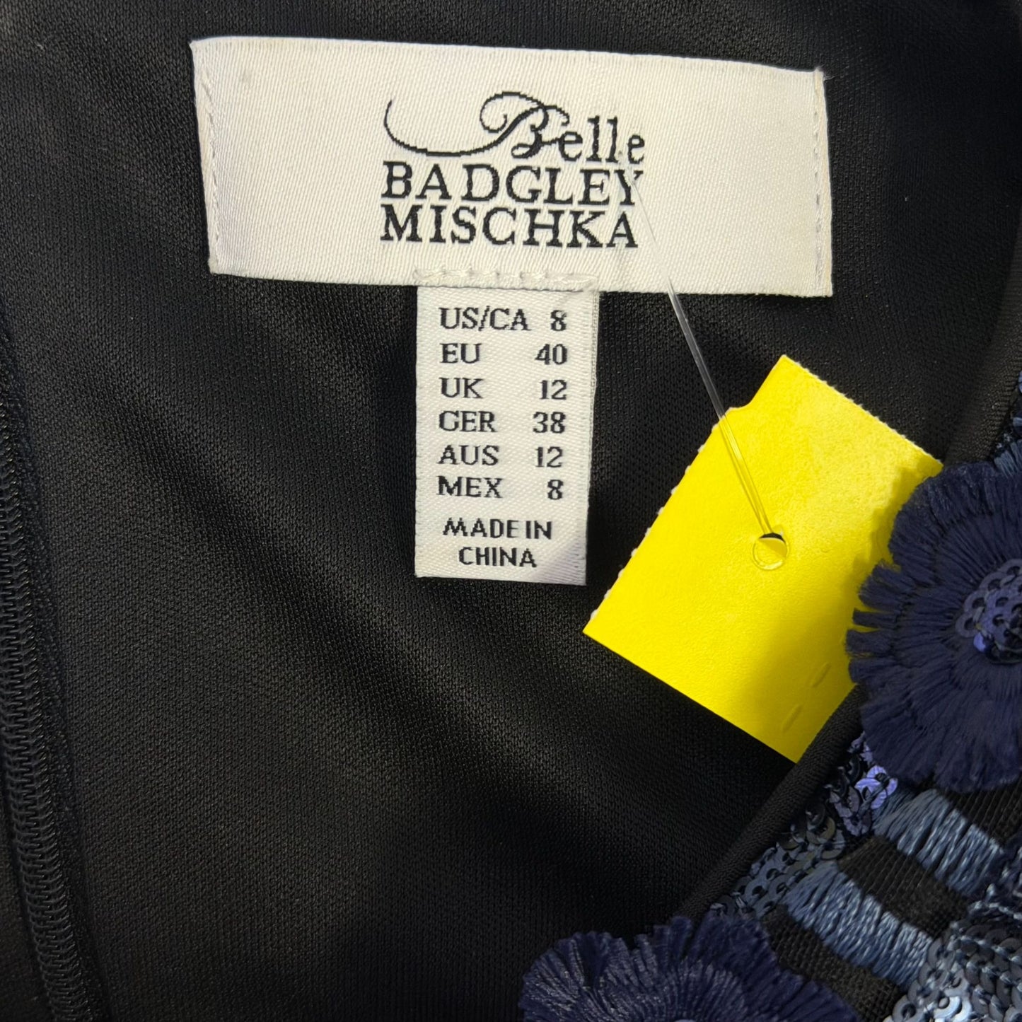 Badgley Mischka Belle Blue & Black Floral Dress Size 8