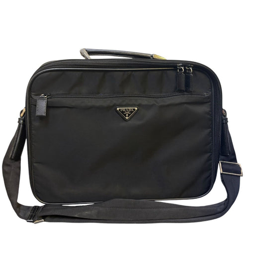 Prada Milano Black Nylon Shoulder Bag With Adjustable Strap