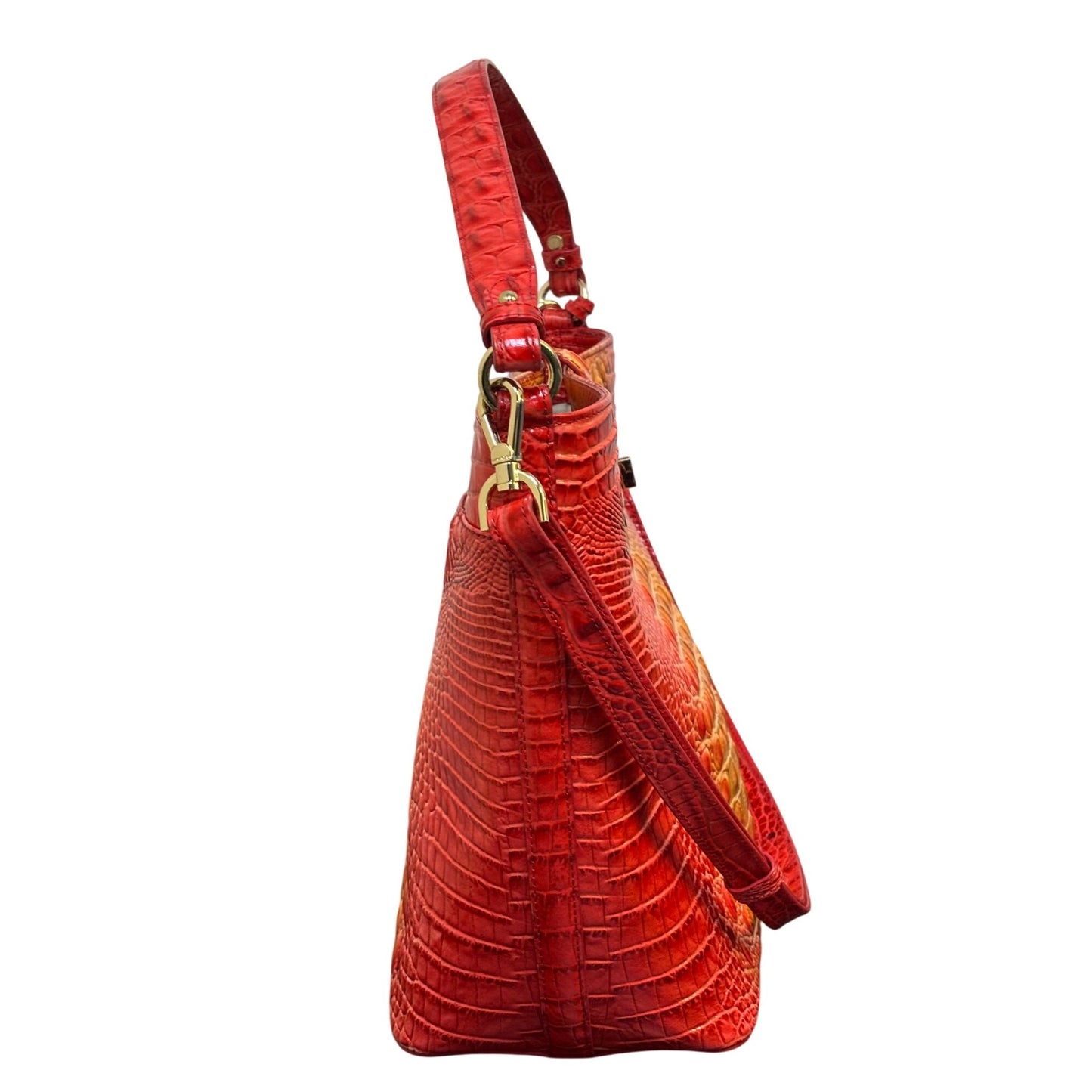 Brahmin Embossed Croc Shoulder Bag In Red Orange Gradient