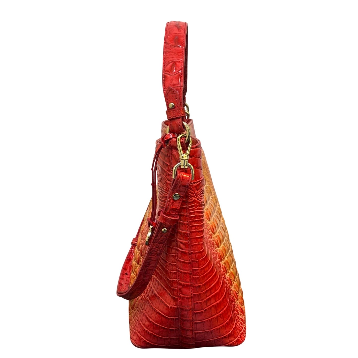 Brahmin Embossed Croc Shoulder Bag In Red Orange Gradient