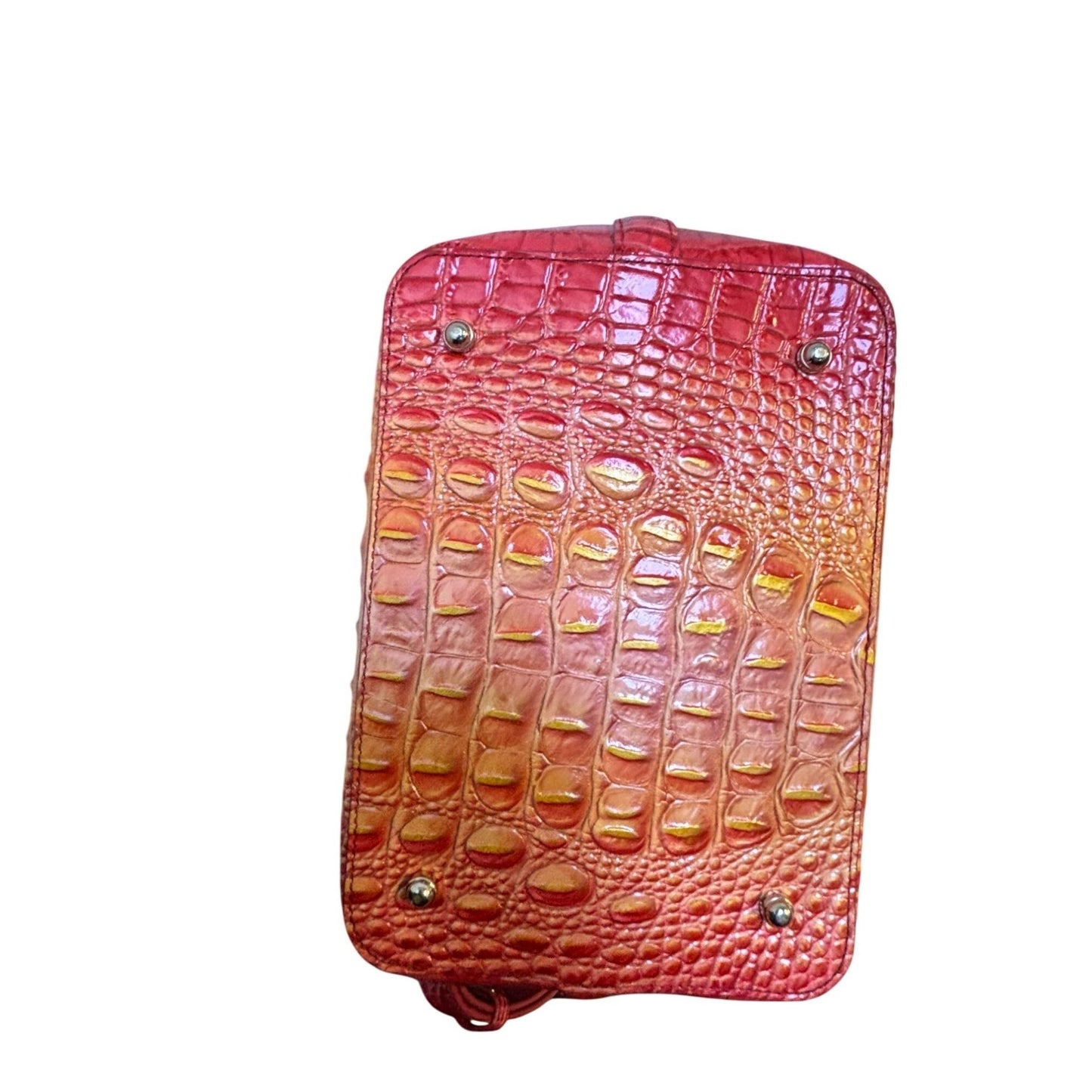Brahmin Embossed Croc Shoulder Bag In Red Orange Gradient