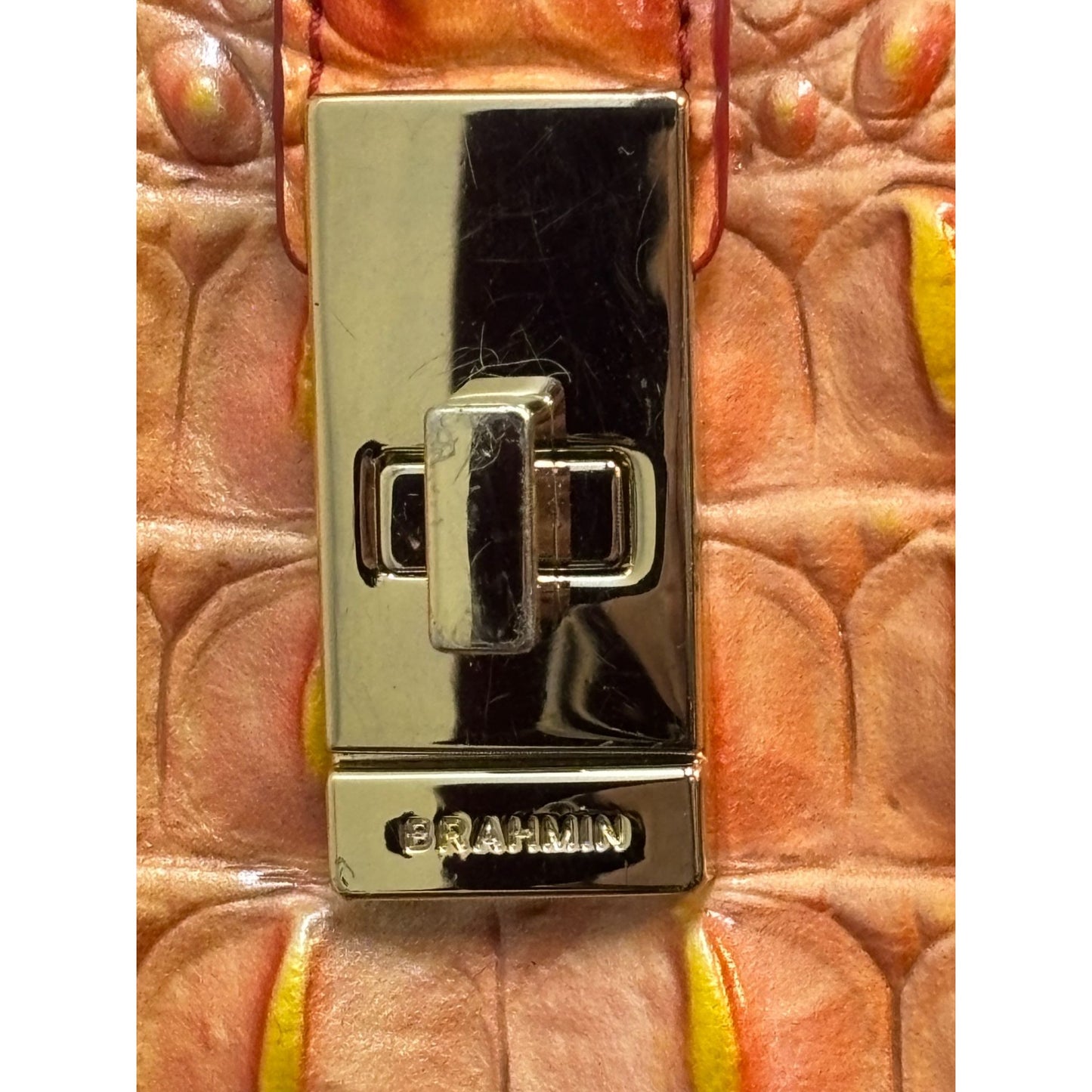 Brahmin Embossed Croc Shoulder Bag In Red Orange Gradient