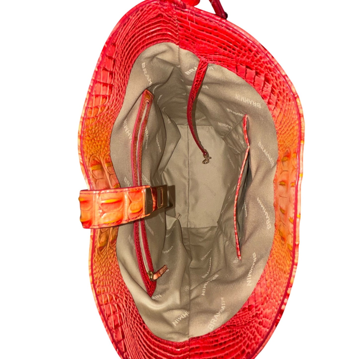 Brahmin Embossed Croc Shoulder Bag In Red Orange Gradient