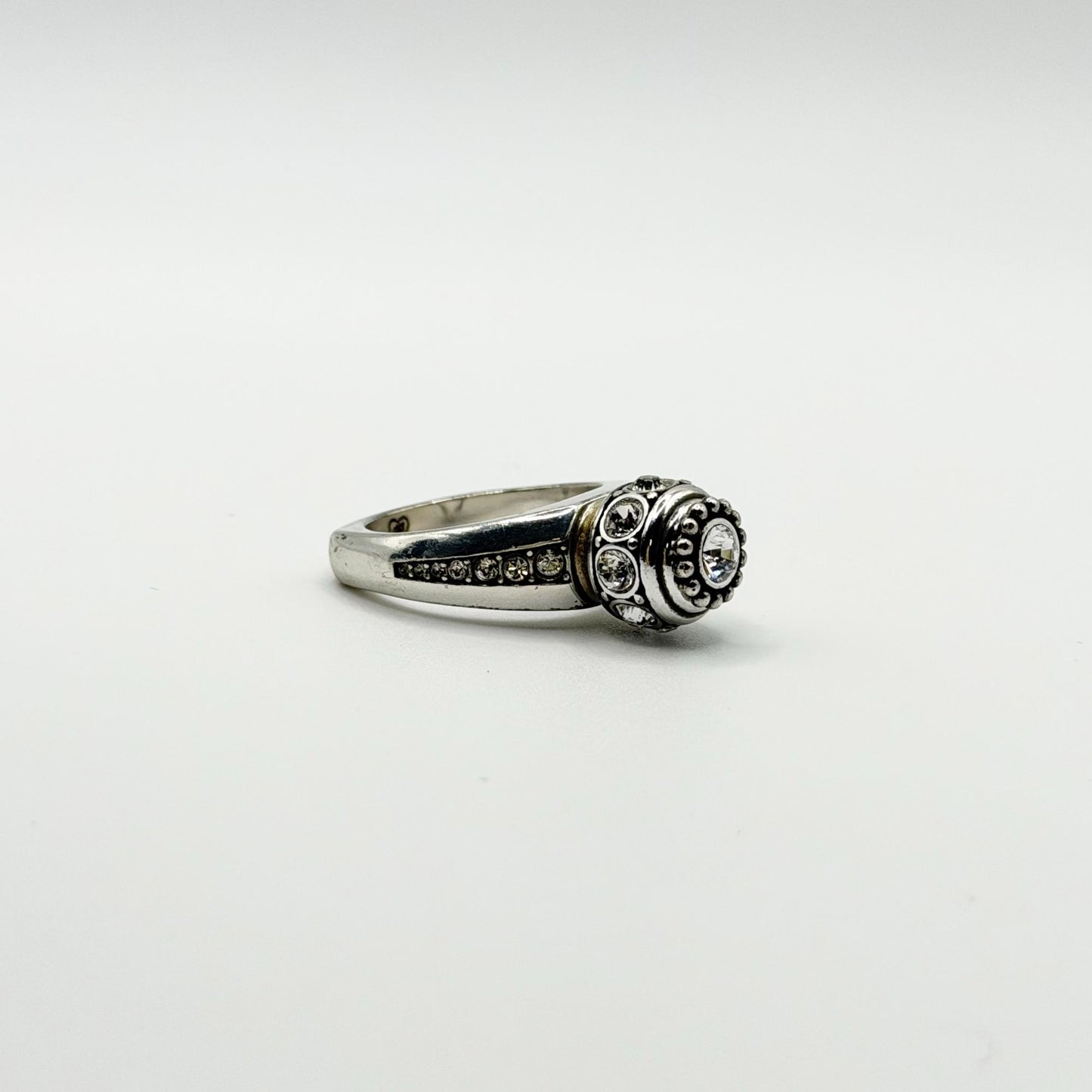 Brighton Silver Crystal Cluster Ring With Interchangeable Stones Size 9.5