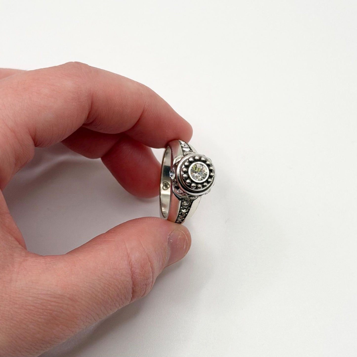Brighton Silver Crystal Cluster Ring With Interchangeable Stones Size 9.5
