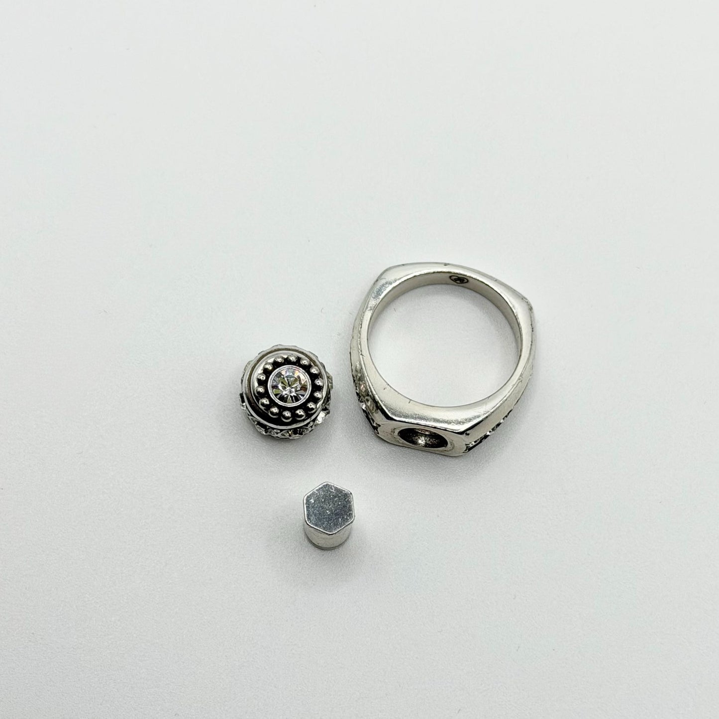 Brighton Silver Crystal Cluster Ring With Interchangeable Stones Size 9.5