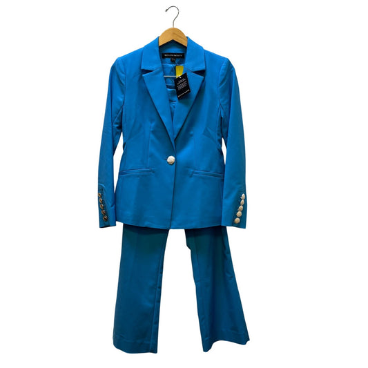 NWT Boston Proper Blue Blazer & Pants Set Size 4 With Gold Button Details