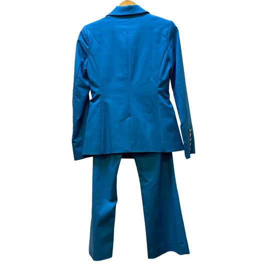 NWT Boston Proper Blue Blazer & Pants Set Size 4 With Gold Button Details
