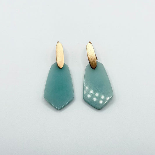 Kendra Scott Camilia Earrings Rose Gold Tone Teal Quartzite Dangle Drop Jewelry