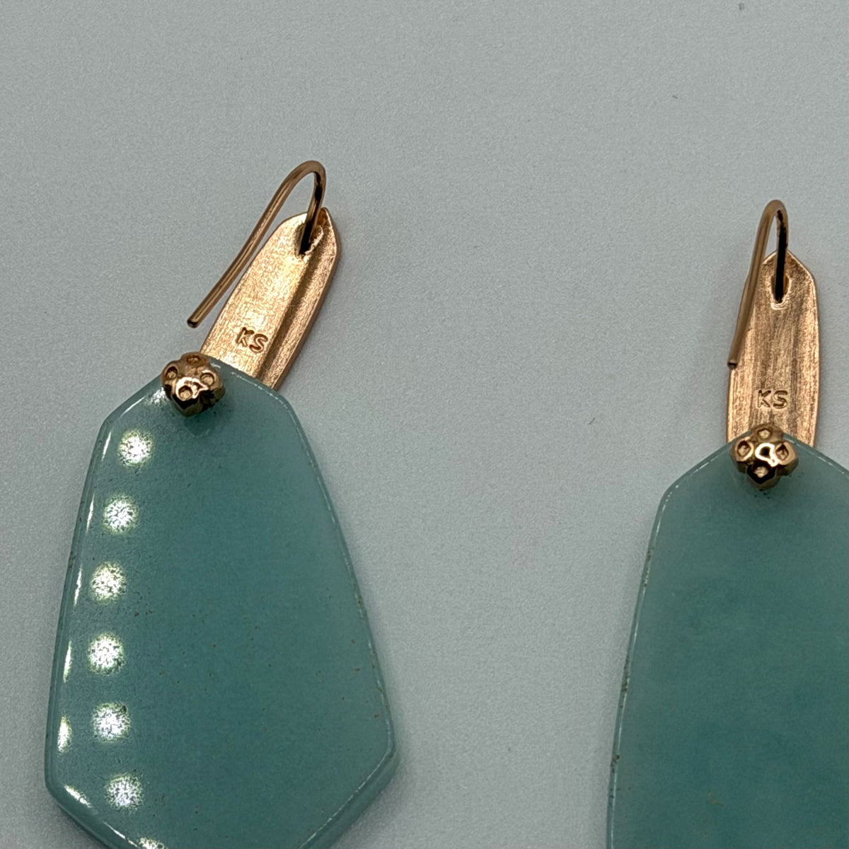 Kendra Scott Camilia Earrings Rose Gold Tone Teal Quartzite Dangle Drop Jewelry