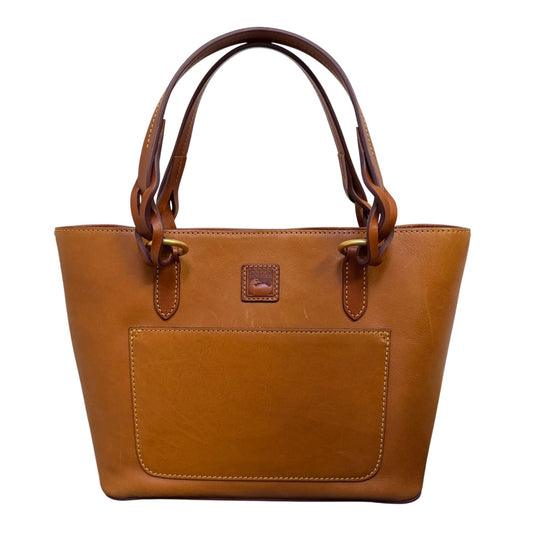 Dooney & Bourke Tan Leather Shoulder Tote Bag With Red Interior