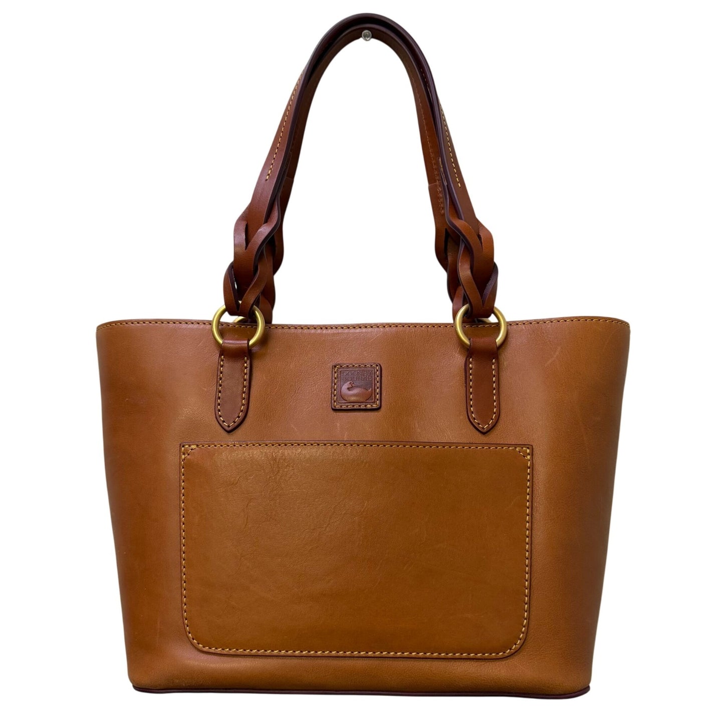 Dooney & Bourke Tan Leather Shoulder Tote Bag With Red Interior