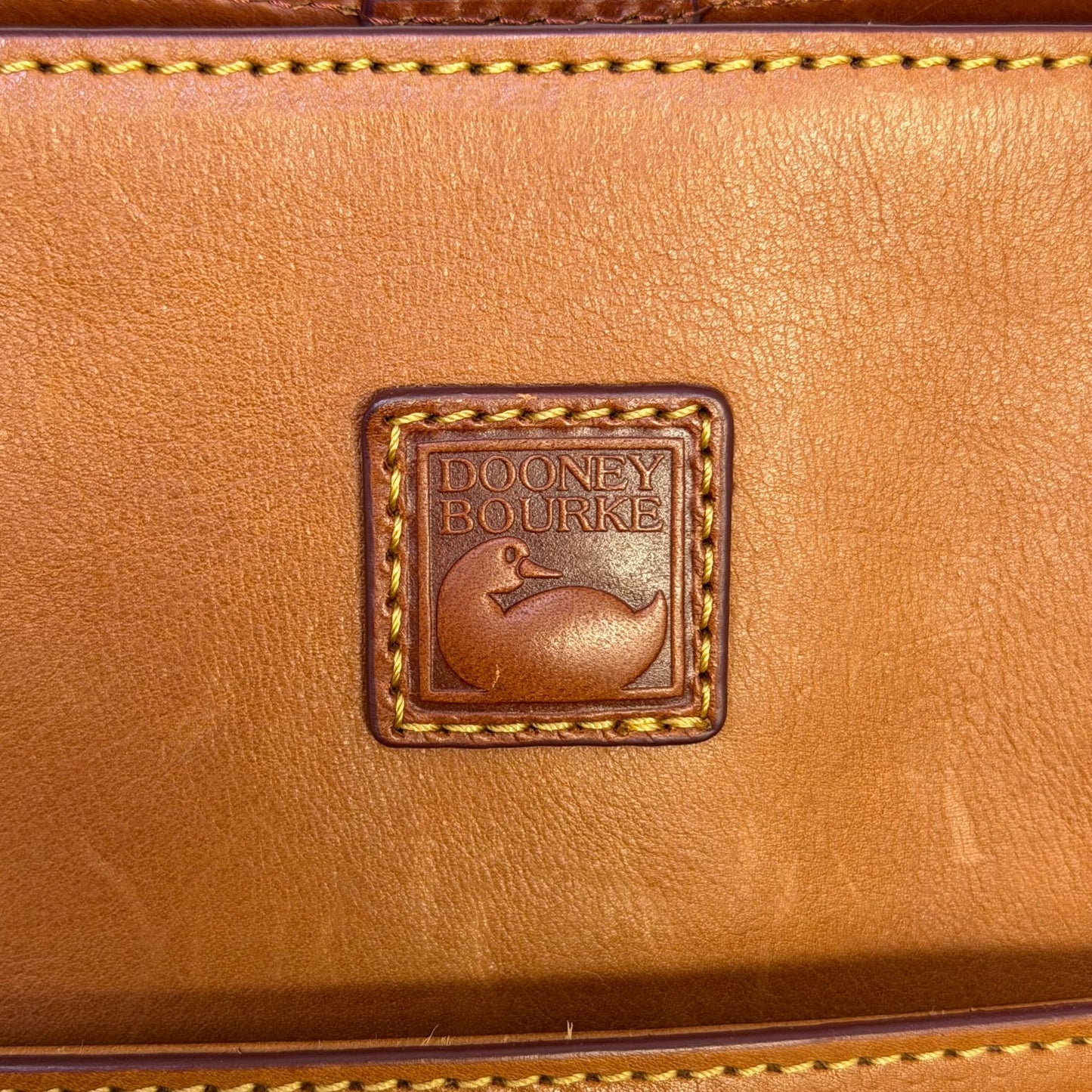 Dooney & Bourke Tan Leather Shoulder Tote Bag With Red Interior