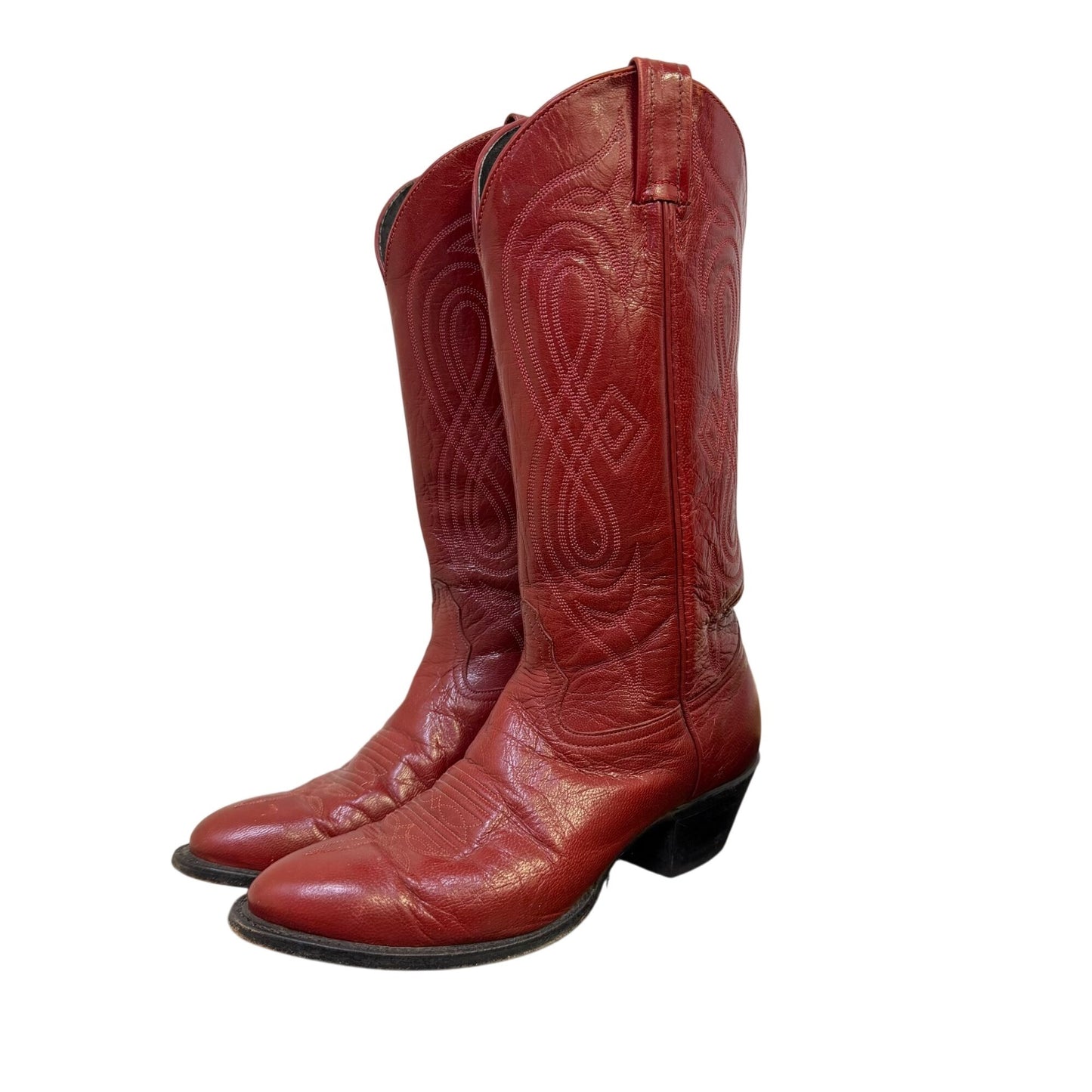 Tony Lama Red Leather Western Cowboy Boots Size 6.5