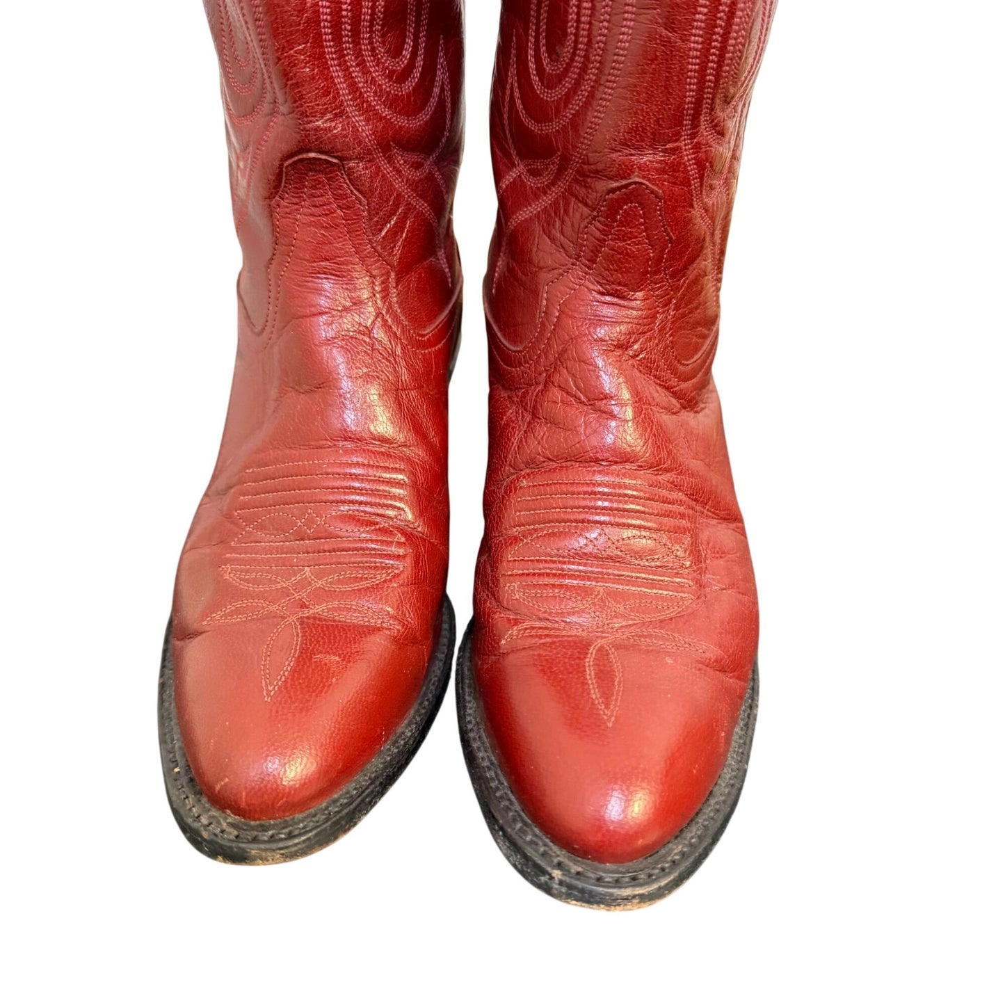 Tony Lama Red Leather Western Cowboy Boots Size 6.5