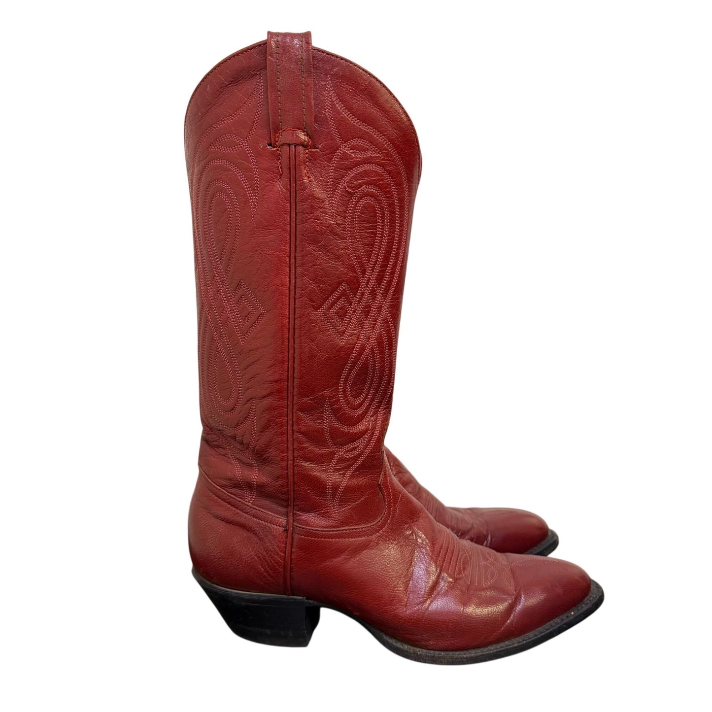 Tony Lama Red Leather Western Cowboy Boots Size 6.5
