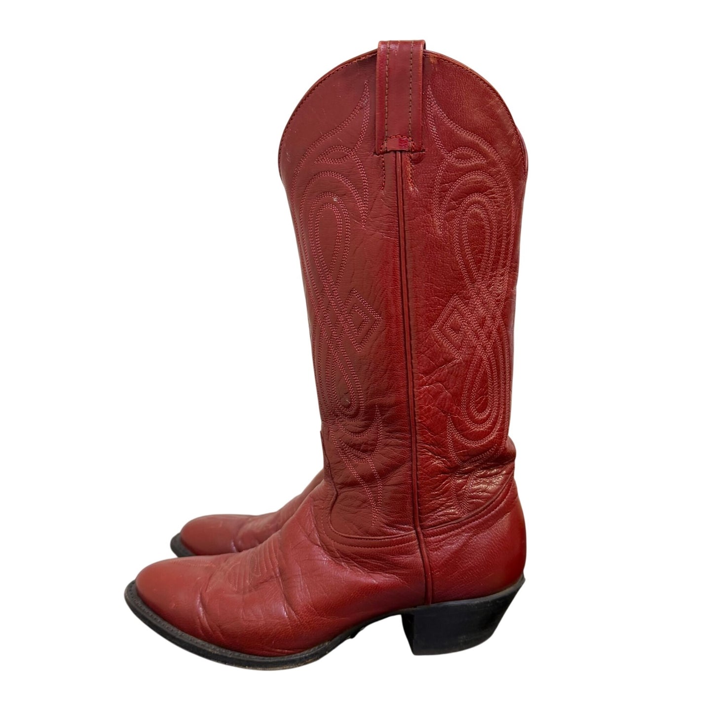 Tony Lama Red Leather Western Cowboy Boots Size 6.5