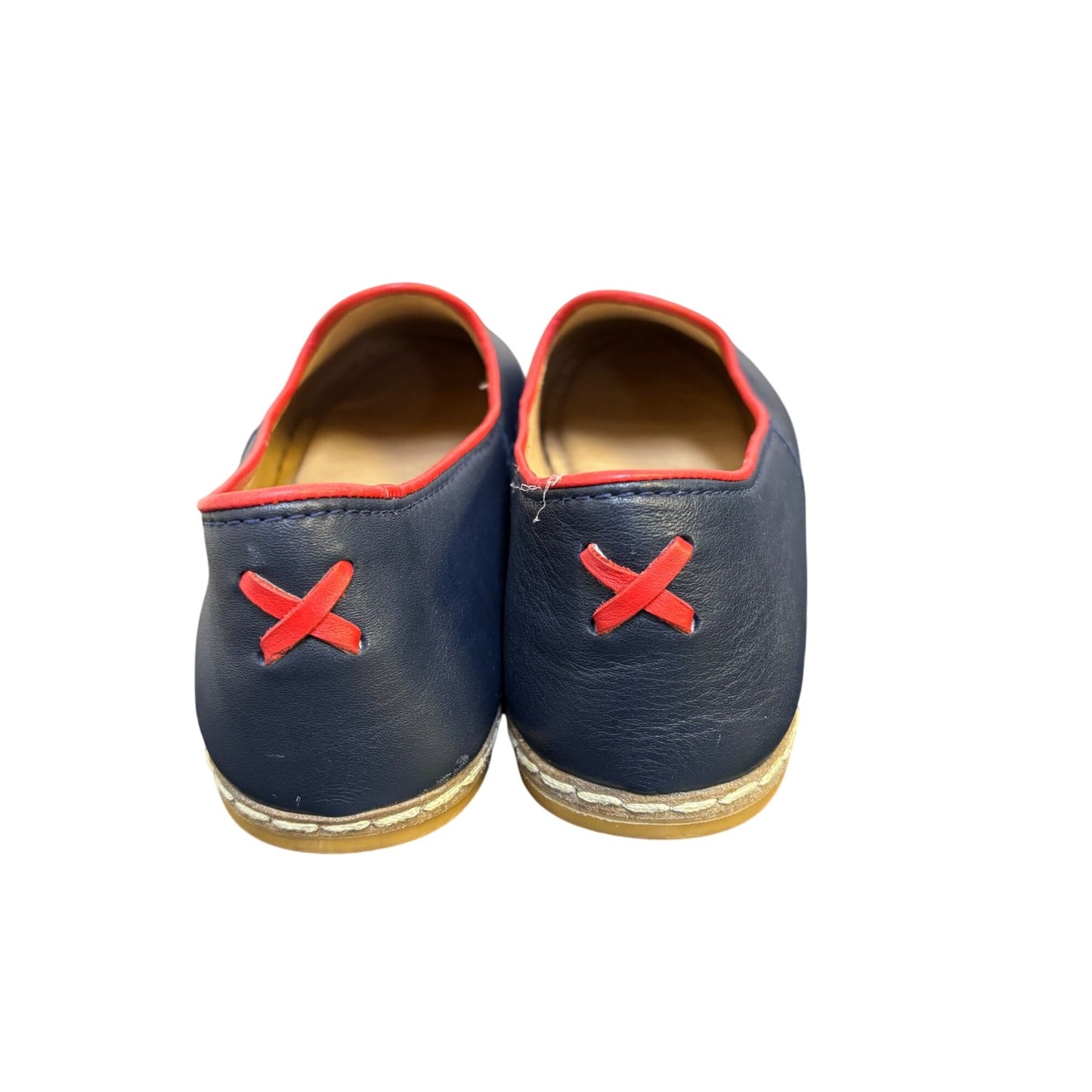 Charix Navy & Red Leather Slip-On Shoes Size 9.5