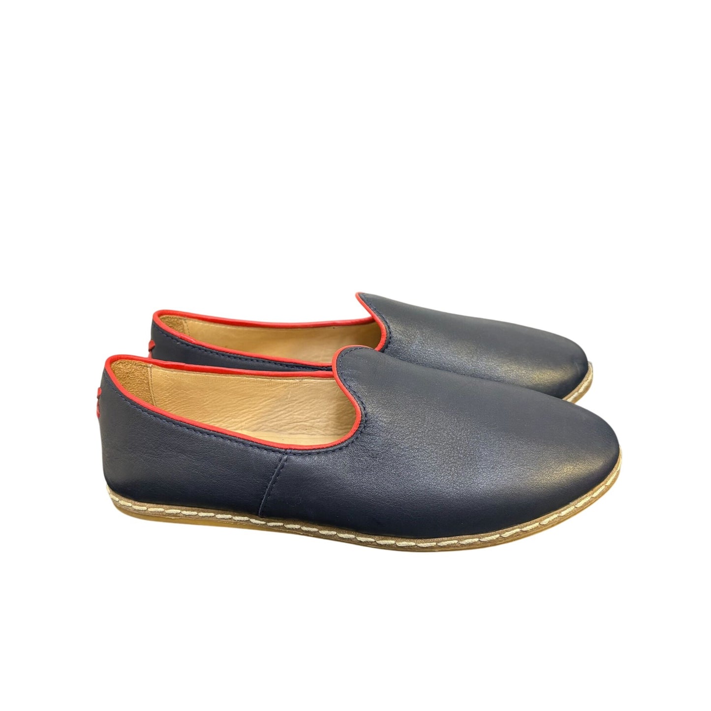 Charix Navy & Red Leather Slip-On Shoes Size 9.5