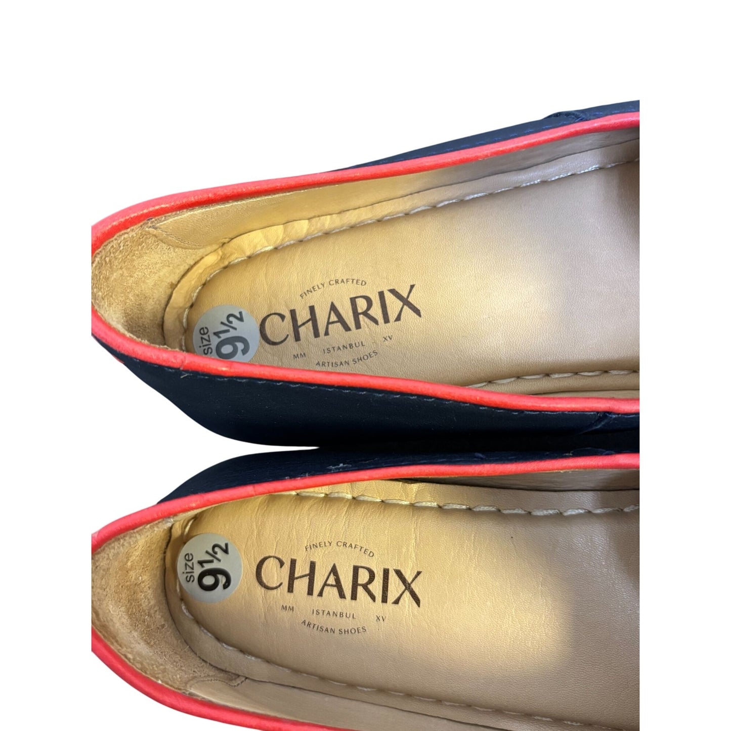Charix Navy & Red Leather Slip-On Shoes Size 9.5