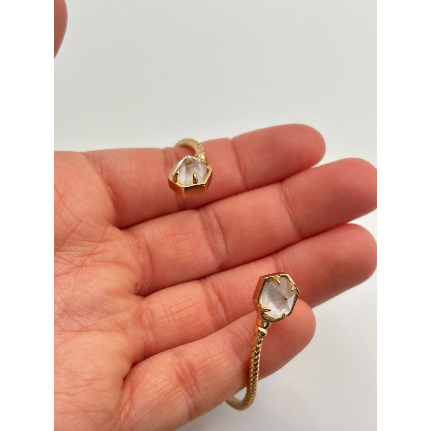 Kendra Scott Gold-Tone Open Cuff Bracelet With Hexagonal Crystal Accents