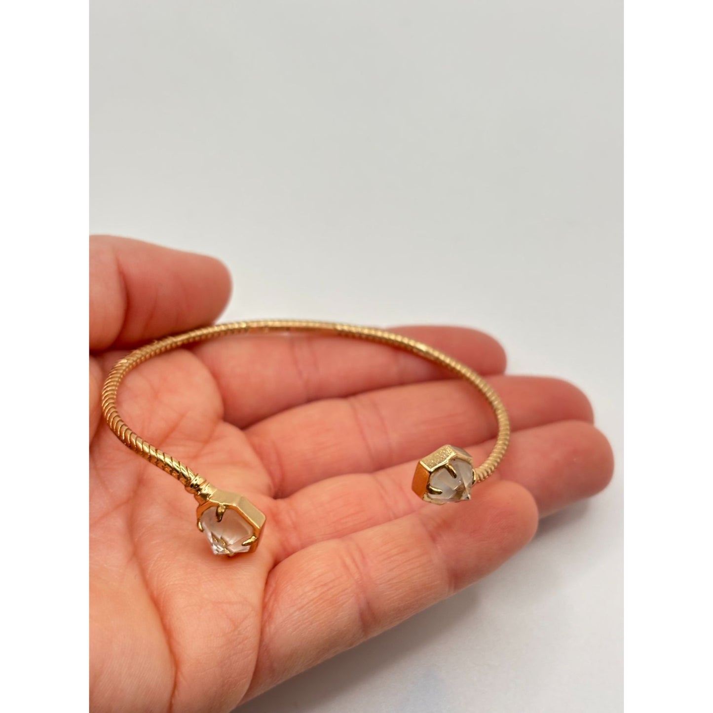 Kendra Scott Gold-Tone Open Cuff Bracelet With Hexagonal Crystal Accents