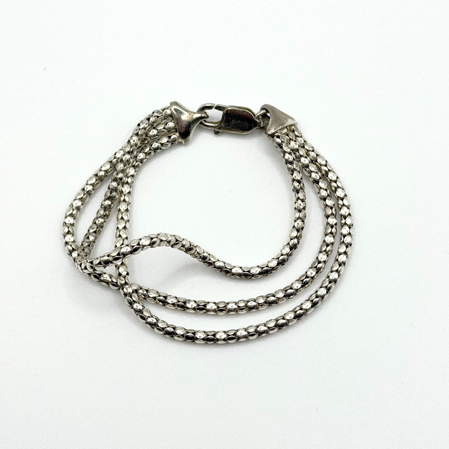 925 Sterling Silver Multi-Strand Bracelet With Lobster Clasp Design
