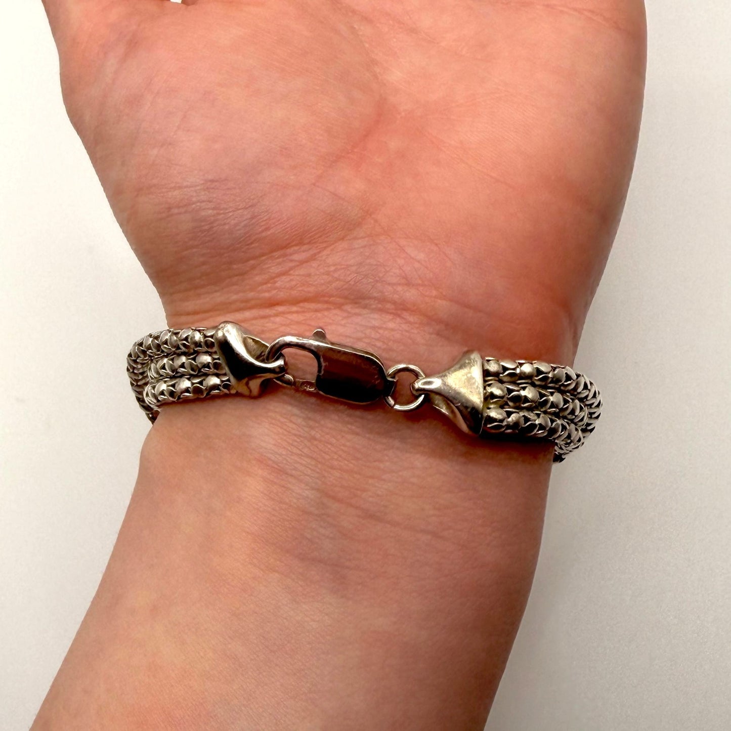 925 Sterling Silver Multi-Strand Bracelet With Lobster Clasp Design