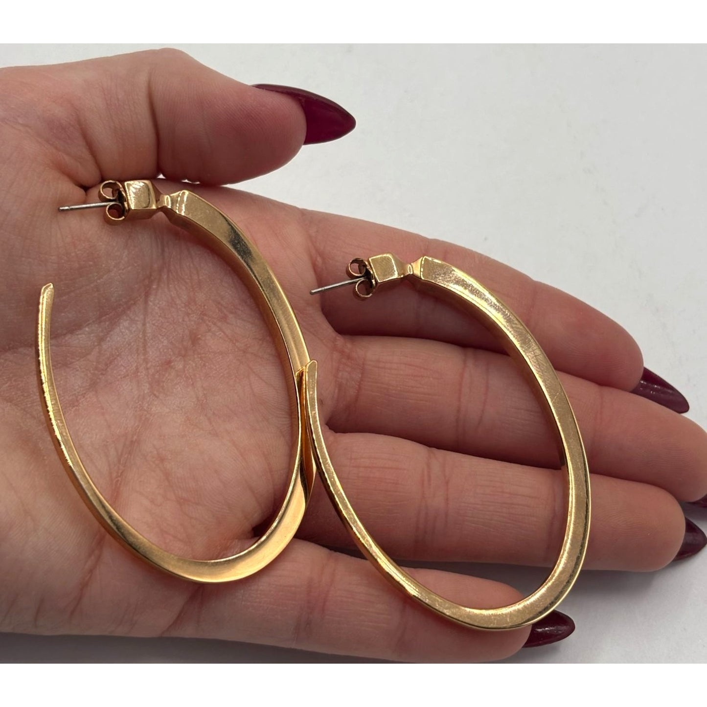 India Michs Gold-Tone Curved Oval Hoop Earrings