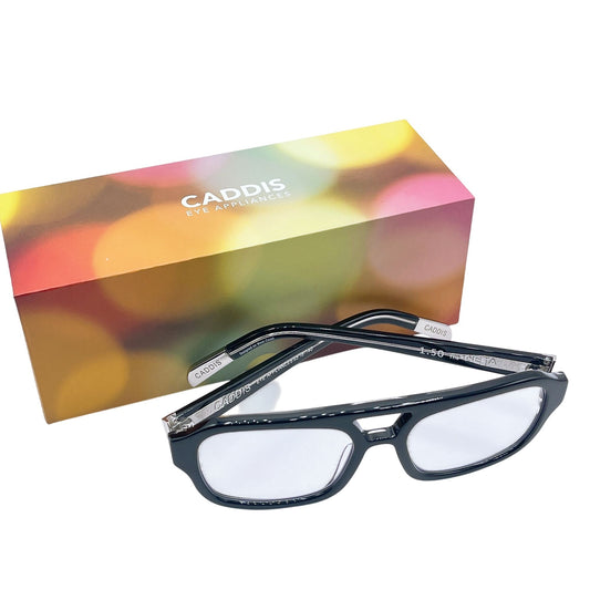 Caddis Neta Reading Glasses 1.50 Black Frame Rectangle Shape With Original Box