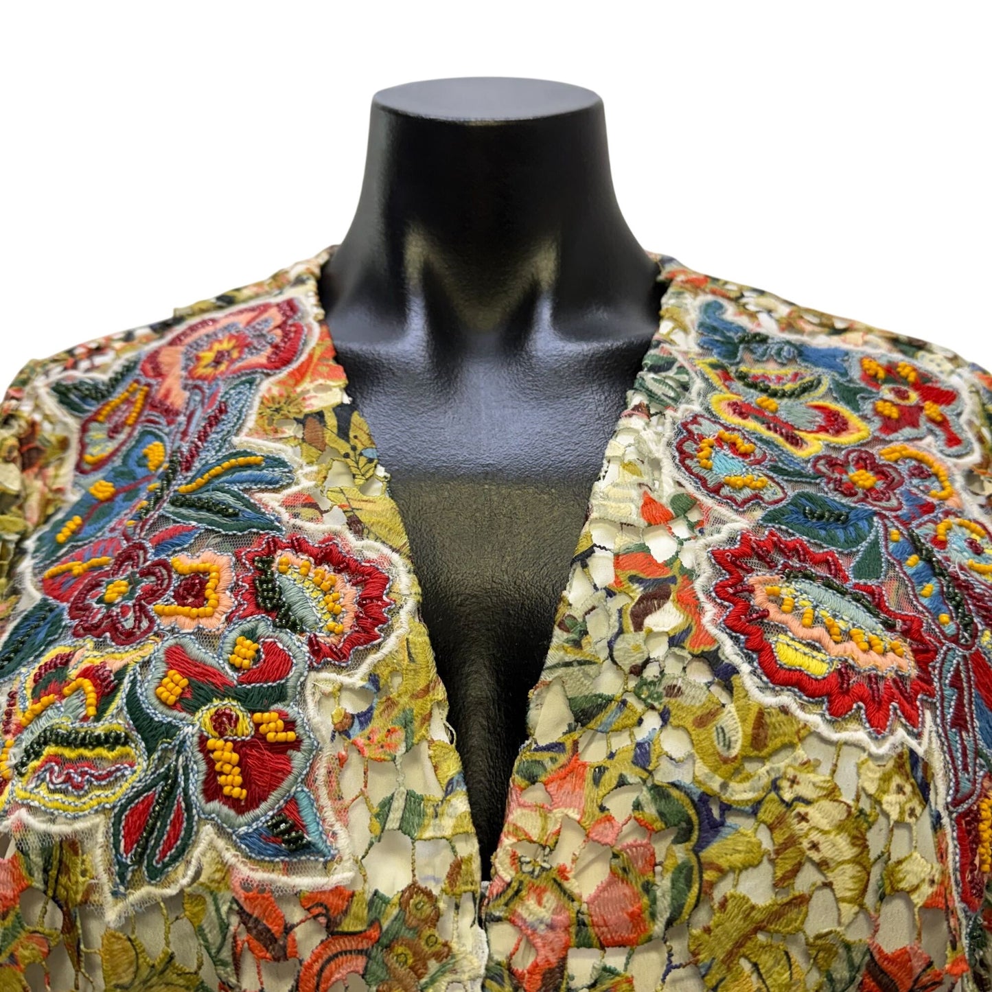 Soft Surroundings Floral Embroidered Sheer Blouse Multicolor M
