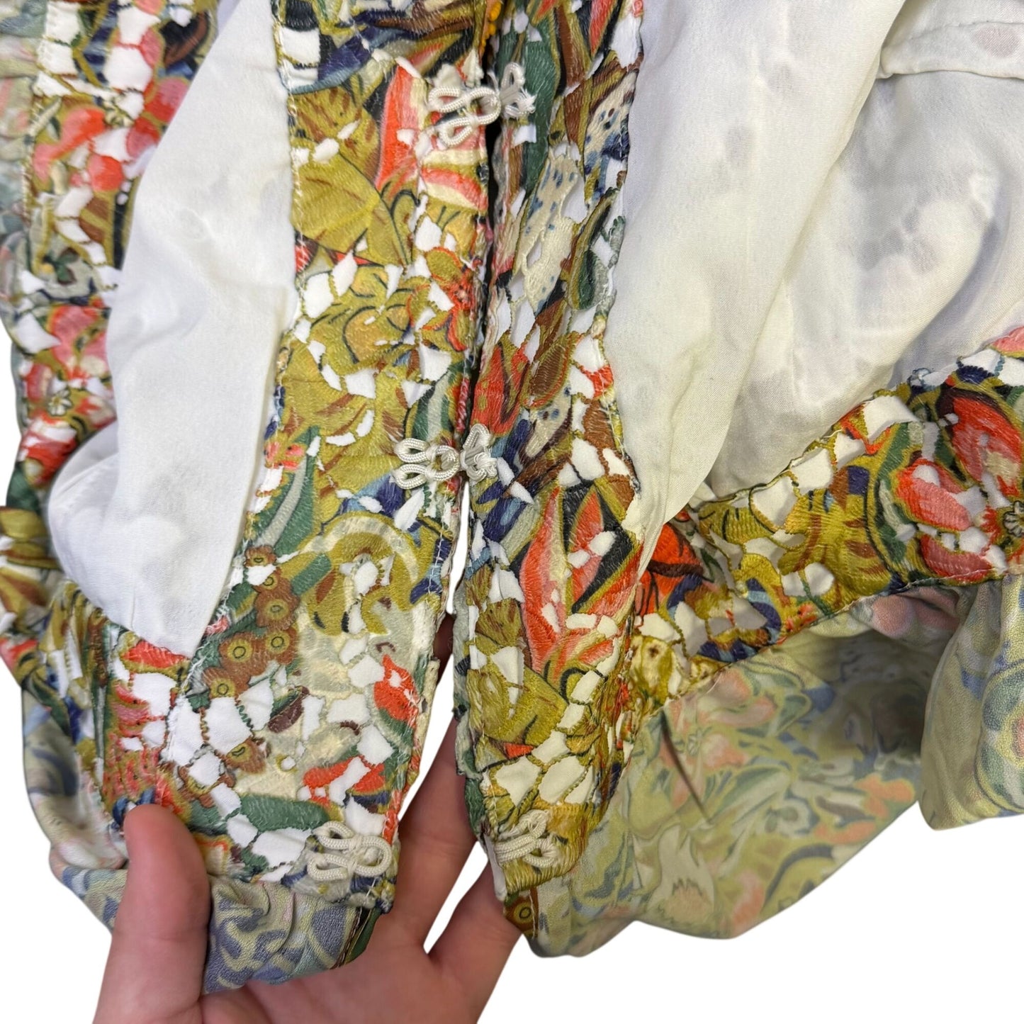 Soft Surroundings Floral Embroidered Sheer Blouse Multicolor M