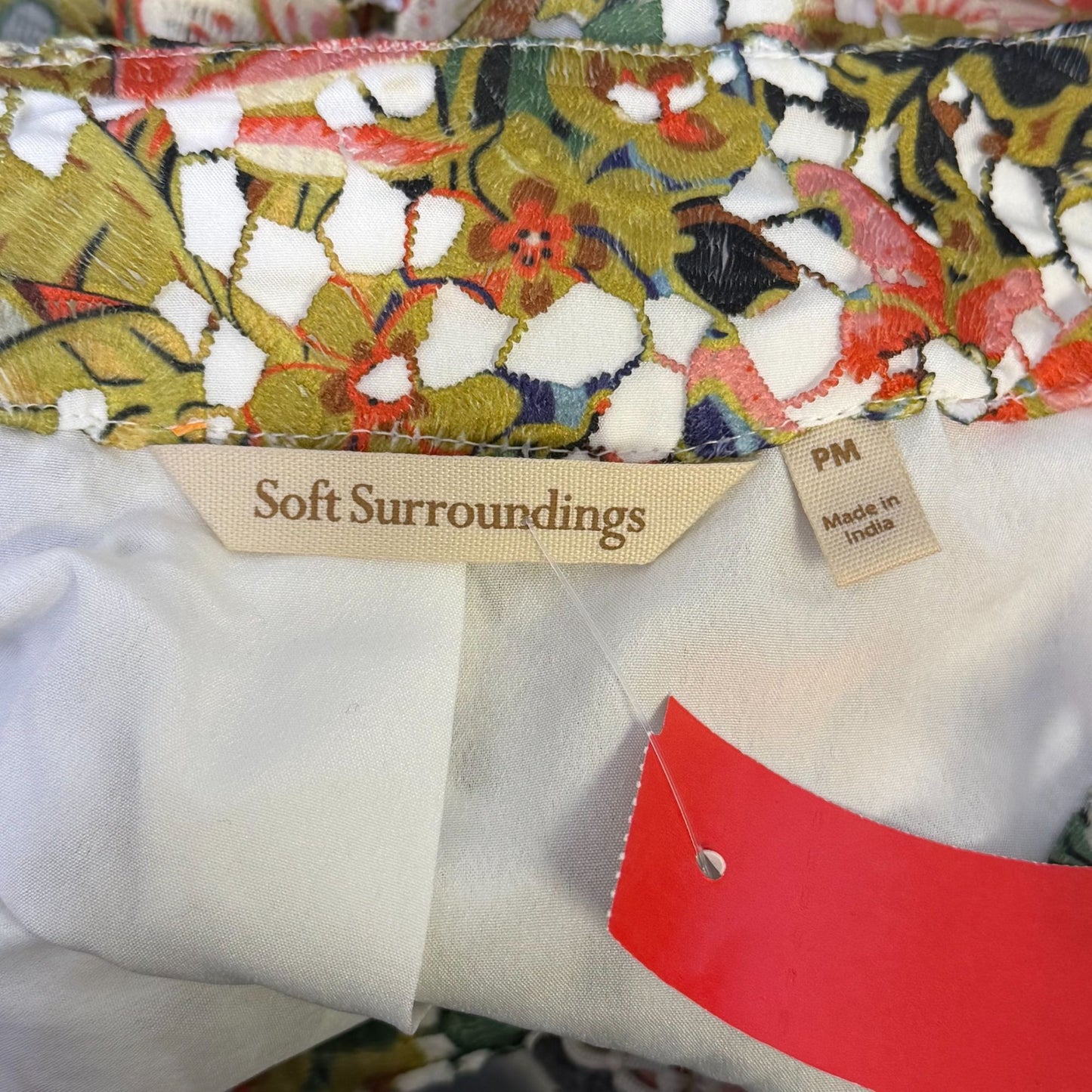 Soft Surroundings Floral Embroidered Sheer Blouse Multicolor M