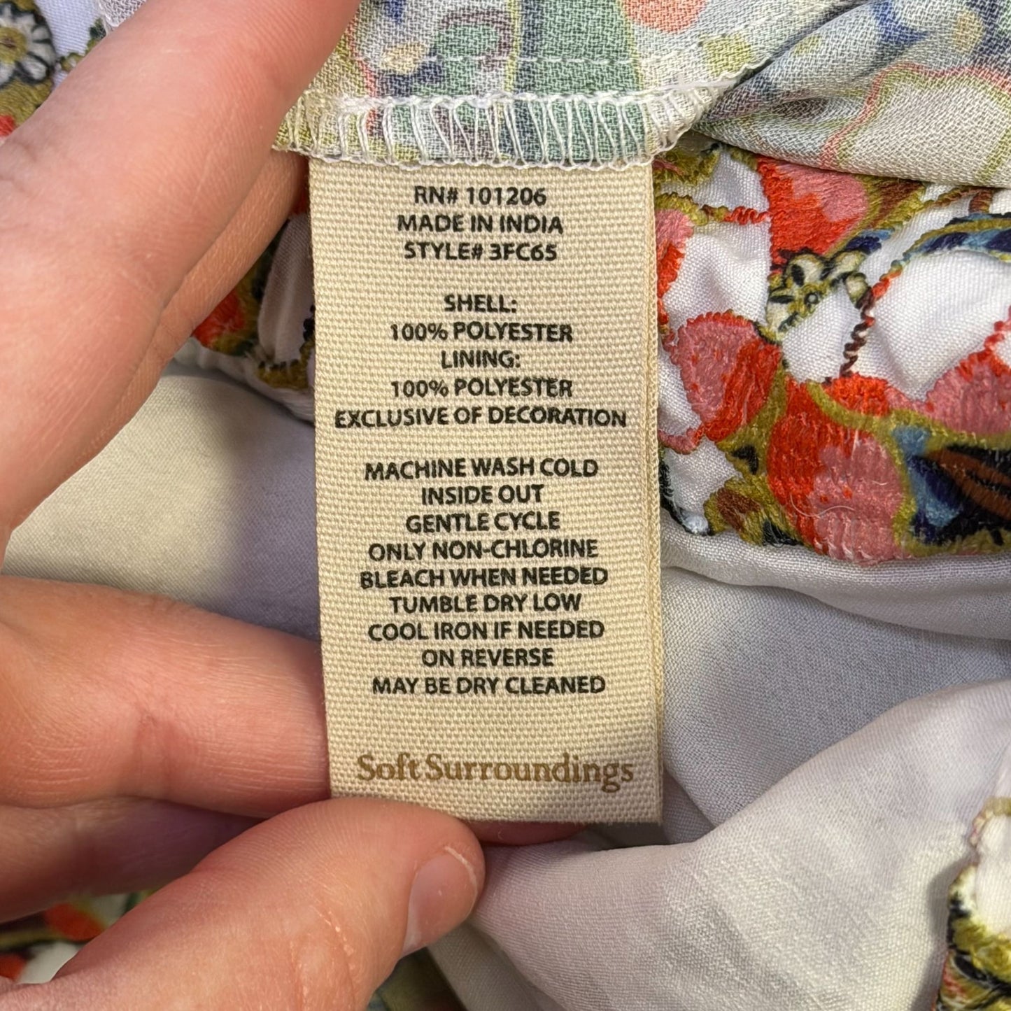 Soft Surroundings Floral Embroidered Sheer Blouse Multicolor M