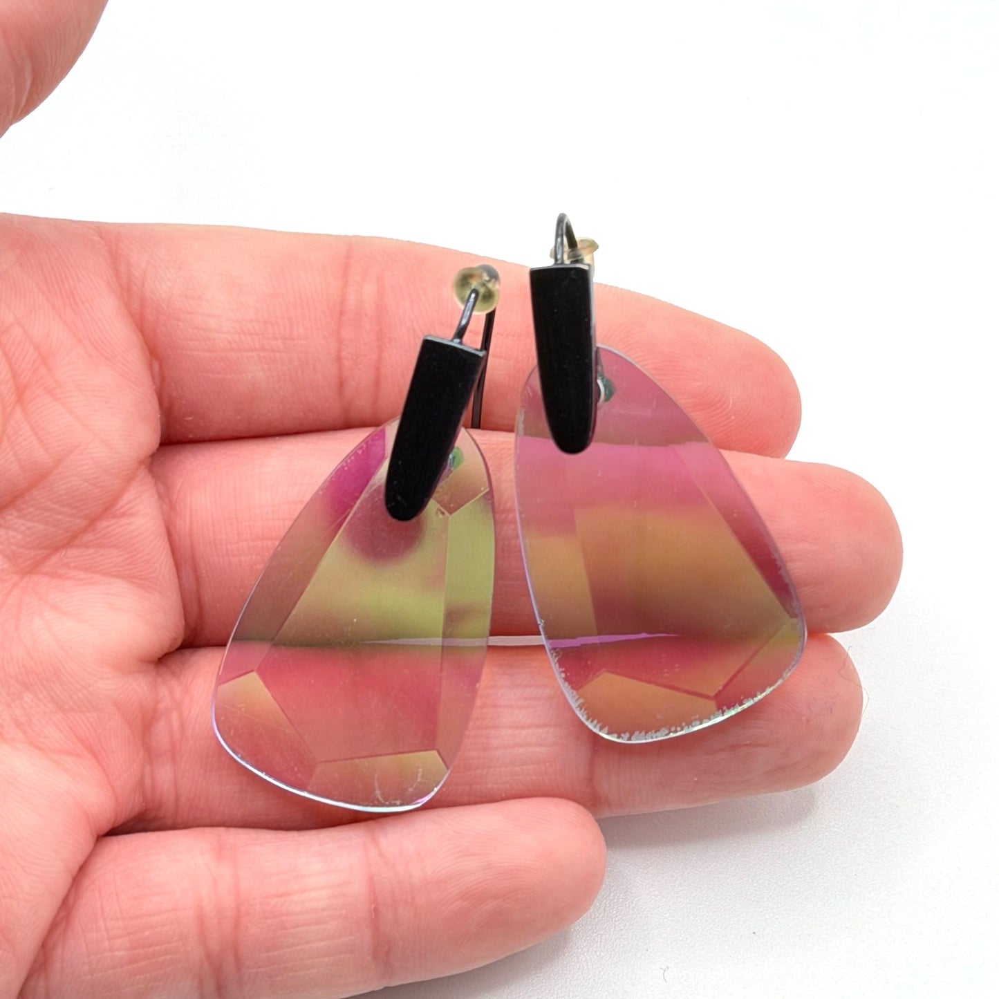 Kendra Scott Iridescent Pink & Clear Lucite Statement Earrings