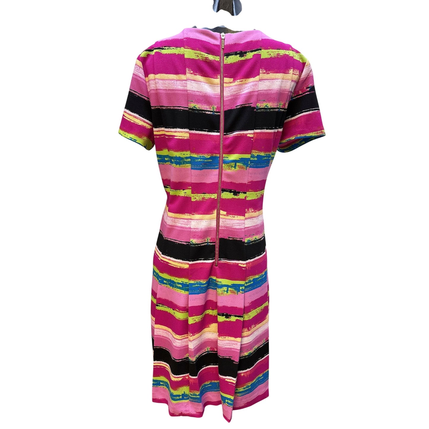 NWT Tahari Colorful Striped Short Sleeve  Dress w/Back Zipper Closure