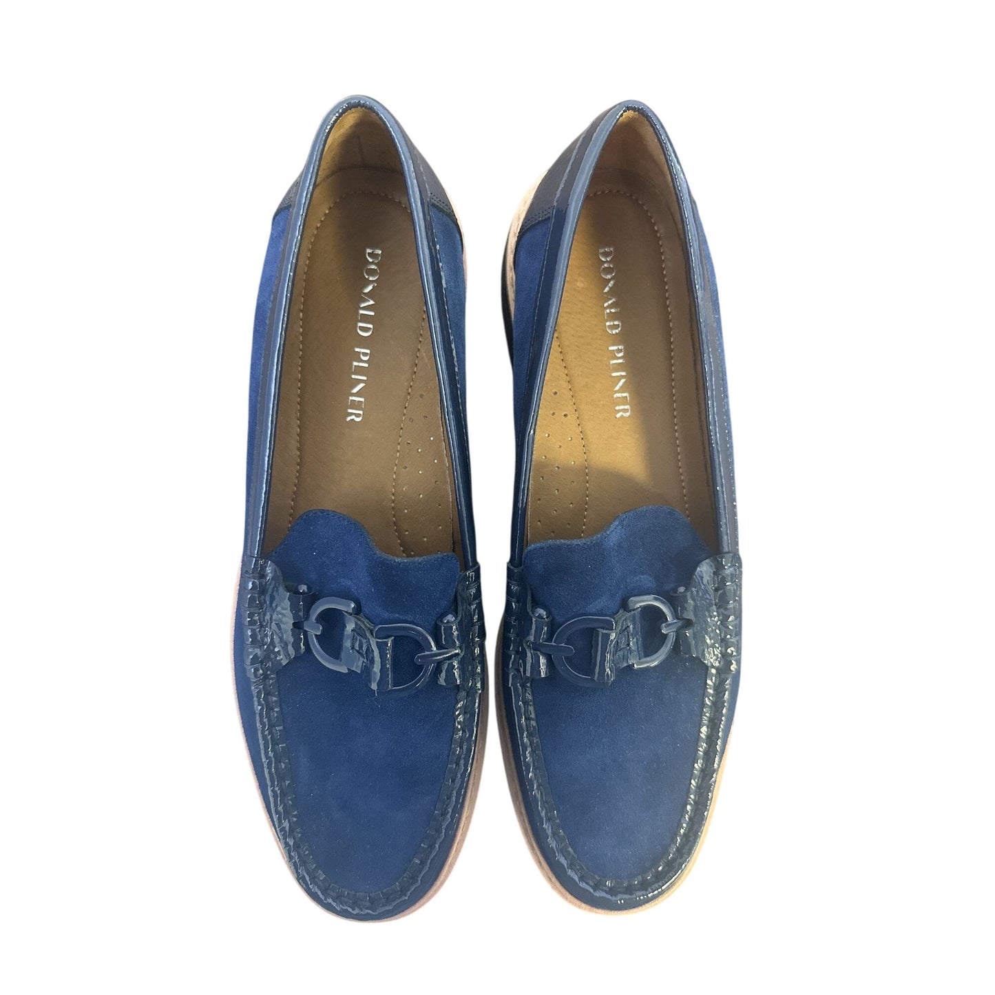 Donald J. Pliner Navy Blue Suede Loafers w/Lug Sole & Decorative Chain Detail