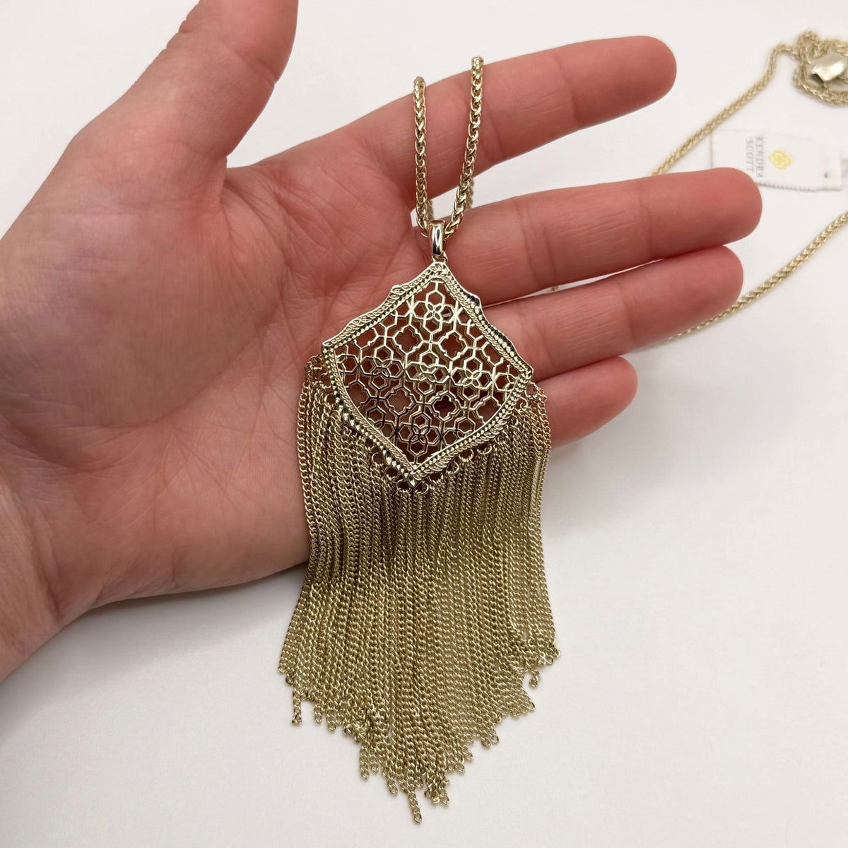 Kendra Scott Gold-Tone Chain Necklace With Filigree Pendant