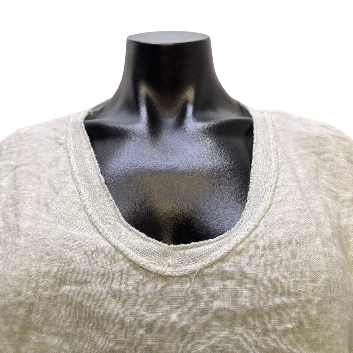 Tempo Paris White Linen Short-Sleeve Blouse Size S