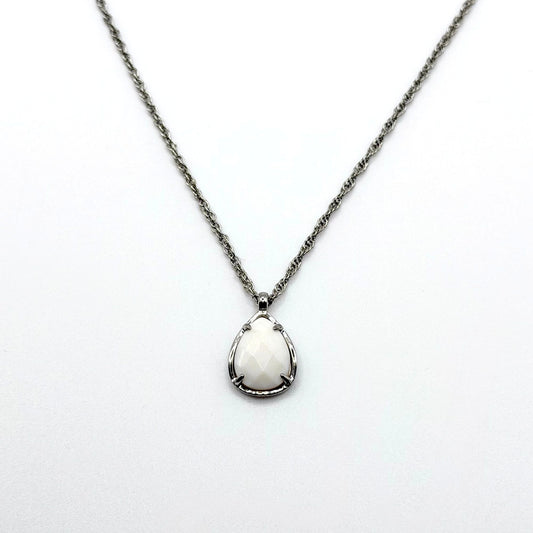 Kendra Scott White Tear Drop Pendant Silver-Tone Necklace